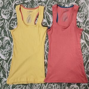 Miley Cyrus & Max Azria Yellow and Pink Tank Tops
